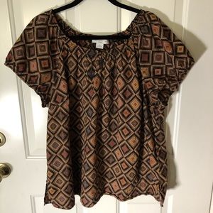 Liz Claiborne, 2X top, brown, cotton